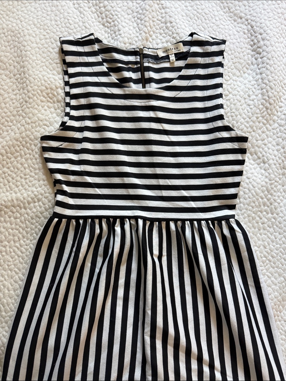 Monteau Black & White Striped Sleeveless Dress | Medium